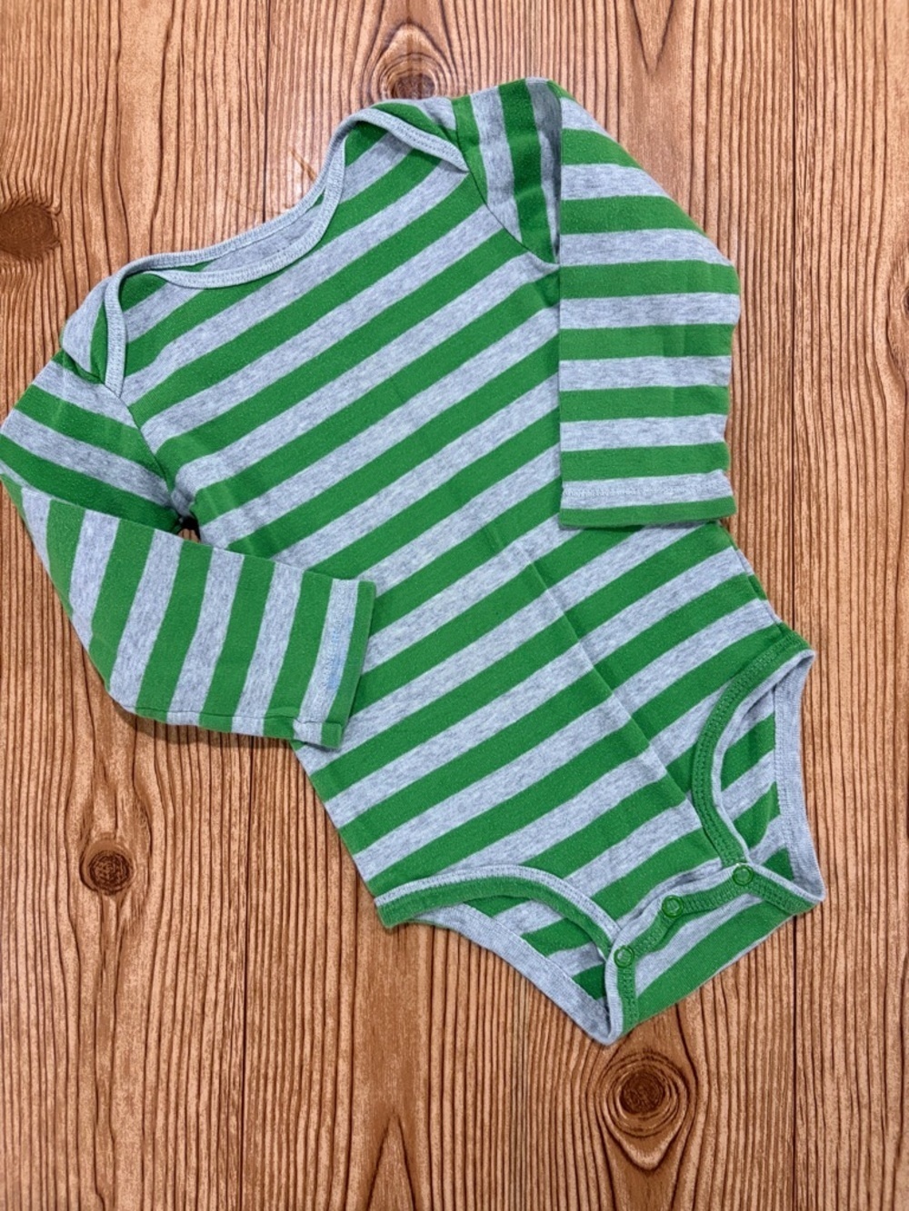 7/$20 Carter’s Striped Green and Gray Long-Sleeve Baby One-Piece Onesie